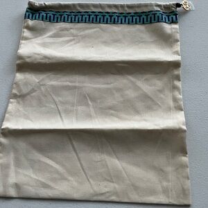 Tory Burch Beige Drawstring Bag with Blue Pattern